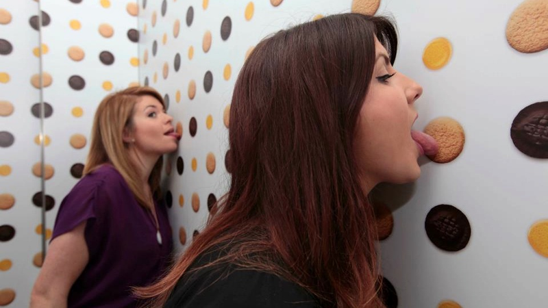 Illustration for article titled The World's Most Disgusting Elevator Has Lickable Cookie Wallpaper